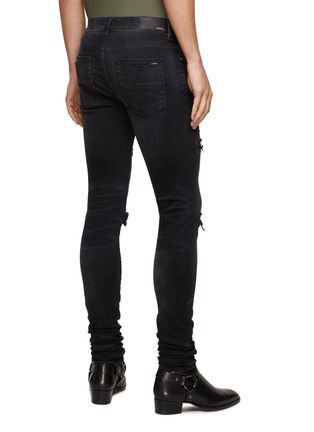 Back View - Click To Enlarge - AMIRI - Thrasher' Dark Wash Distressed Ripped Skinny Jeans
