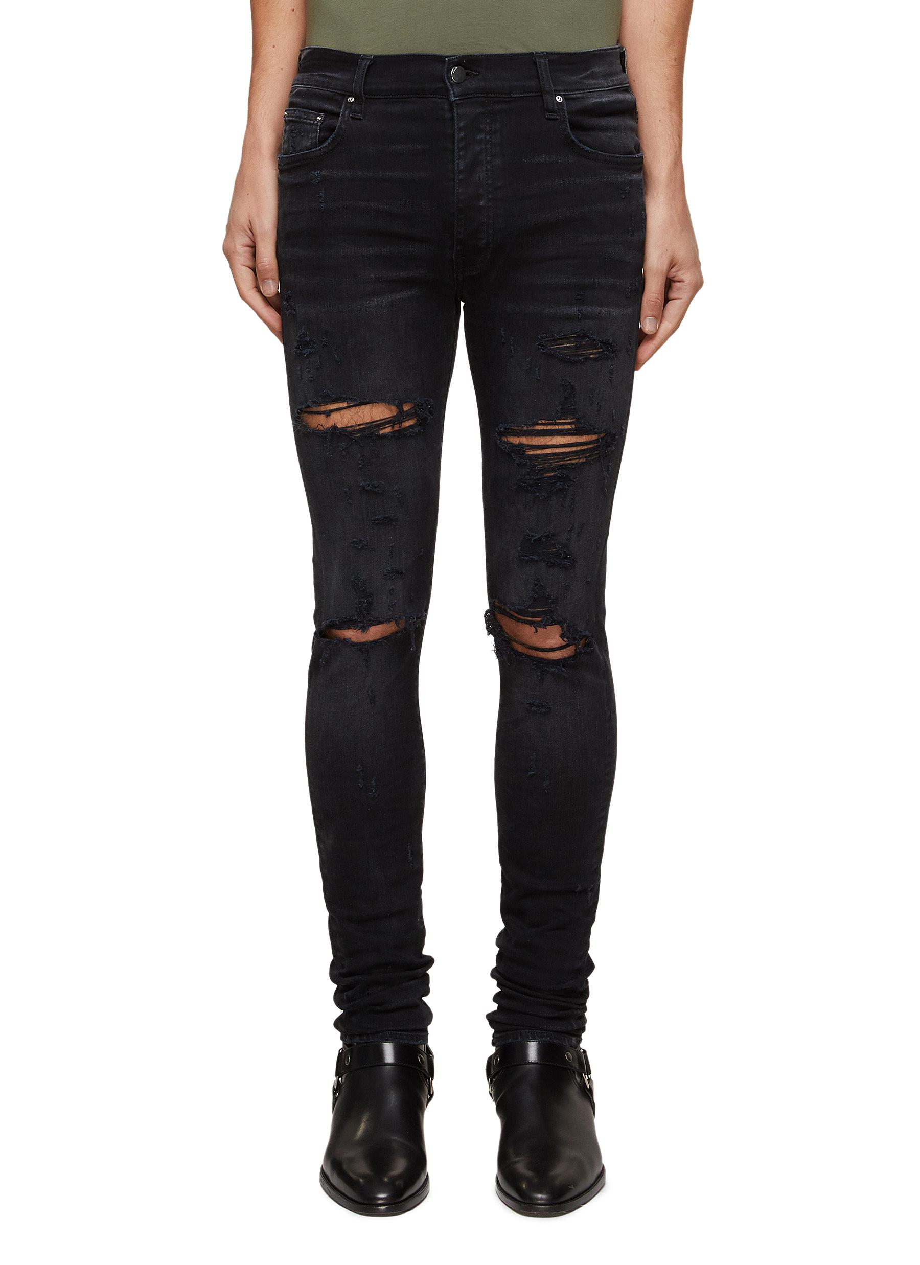 Thrasher' Dark Wash Distressed Ripped Skinny Jeans