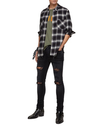 Figure View - Click To Enlarge - AMIRI - Thrasher' Dark Wash Distressed Ripped Skinny Jeans