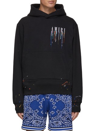 Main View - Click To Enlarge - AMIRI - PAINT DRIP CORE LOGO EMBROIDERED HOODIE