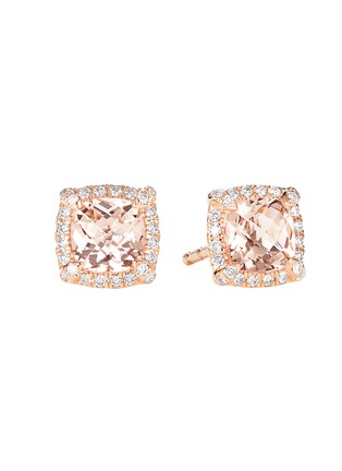 Main View - Click To Enlarge - DAVID YURMAN - Chatelaine' Diamond Morganite 18k Rose Gold Earrings