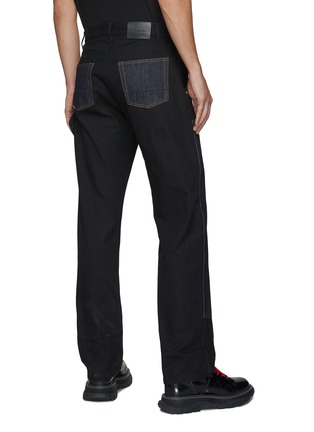 Back View - Click To Enlarge - ALEXANDER MCQUEEN - HYBRID PATCHED WIDE LEG JEANS
