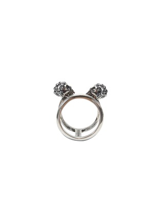 Main View - Click To Enlarge - ALEXANDER MCQUEEN - BRASS CRYSTAL PAVÉ SKULL DOUBLE RING