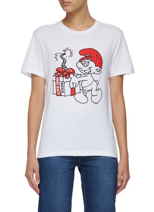 Main View - Click To Enlarge - EGY BOY - Smurf With Bomb Cotton Crewneck T-Shirt