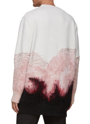 Back View - Click To Enlarge - ALEXANDER MCQUEEN - Textured Flower Intarsia Wool Blend Sweater