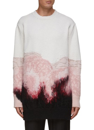 Main View - Click To Enlarge - ALEXANDER MCQUEEN - Textured Flower Intarsia Wool Blend Sweater