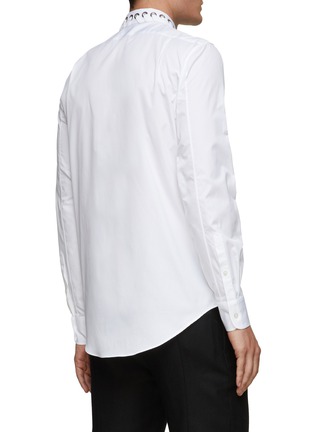 Back View - Click To Enlarge - ALEXANDER MCQUEEN - Laced Collar Cotton Poplin Shirt