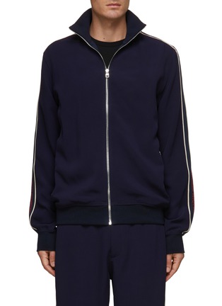 Main View - Click To Enlarge - ALEXANDER MCQUEEN - Branded Side Stripe High Neck Track Jacket