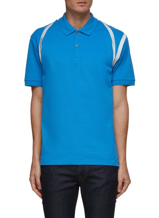 Main View - Click To Enlarge - ALEXANDER MCQUEEN - Logo Tape Harness Cotton Polo Shirt