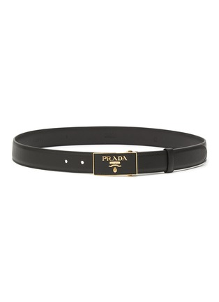 Main View - Click To Enlarge - PRADA - Logo Appliqued Buckle Saffiano Leather Belt