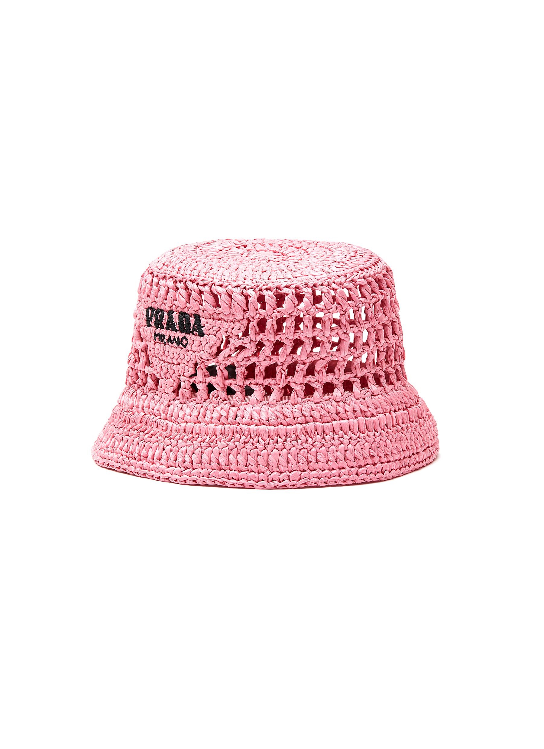 PRADA | Logo woven raffia bucket hat | Women | Lane Crawford
