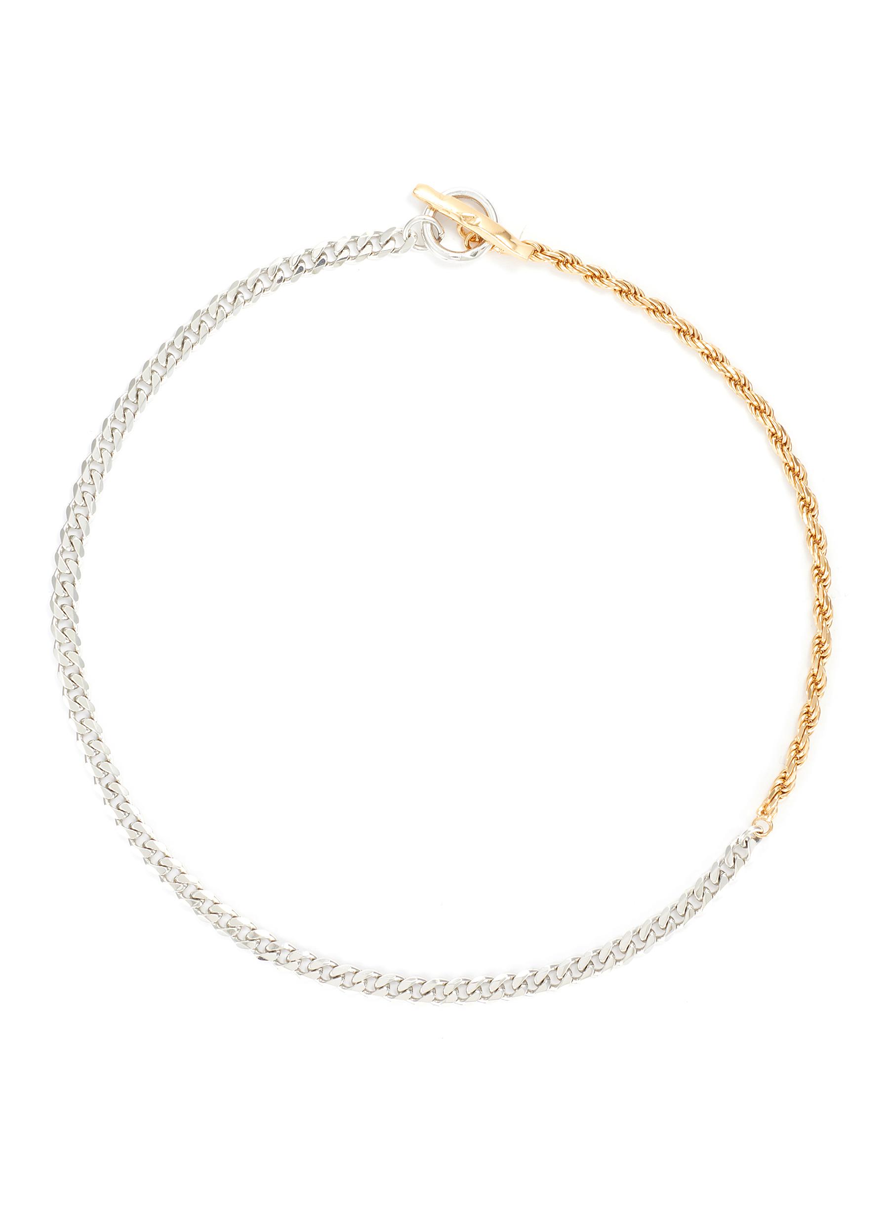 GOLD TWIST ANGLED SILVER CURB NECKLACE