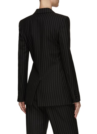 Back View - Click To Enlarge - SAINT LAURENT - Pinstriped Long Double-Breasted Blazer