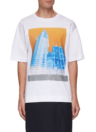 Main View - Click To Enlarge - DRIES VAN NOTEN - PHOTO PRINTED CENTER BONDED TAPE EFFECT T-SHIRT