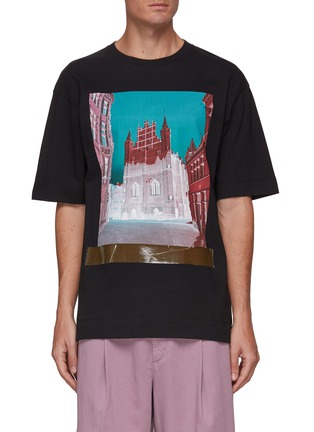 Main View - Click To Enlarge - DRIES VAN NOTEN - PHOTO PRINTED CENTER BONDED TAPE EFFECT T-SHIRT