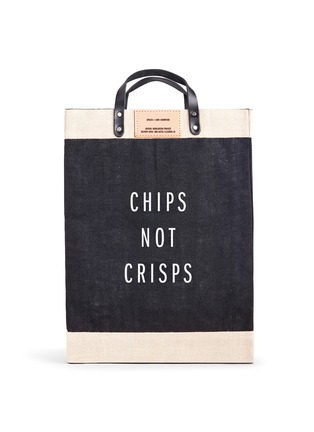 Main View - Click To Enlarge - LANE CRAWFORD X APOLIS - x Lane Crawford 'Chips Not Crisps' Text Jute Market Bag