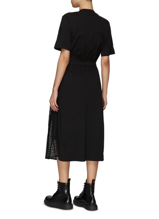 Back View - Click To Enlarge - MONCLER - BELTED SHORT SLEEVE LAYERED MIDI DRESS