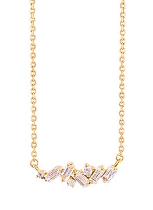 Main View - Click To Enlarge - SUZANNE KALAN - Diamond 18k Gold Mixed Mini Bar Necklace