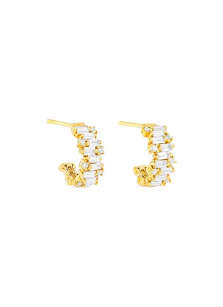 Main View - Click To Enlarge - SUZANNE KALAN - Diamond 18k Gold Hoop Earrings