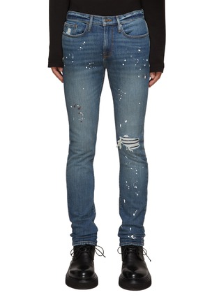 Main View - Click To Enlarge - FRAME DENIM - ‘L’Homme’ Paint Splatter Detail Distress Skinny Jeans