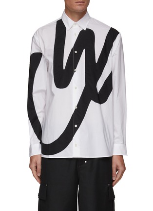 Main View - Click To Enlarge - JW ANDERSON - Oversized logo applique button-down shirt