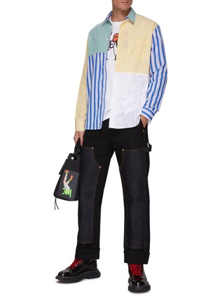 Figure View - Click To Enlarge - JW ANDERSON - ANCHOR PATCHWORK CLASSIC STRIPED SHIRT