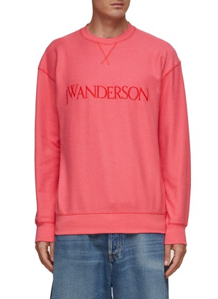 Main View - Click To Enlarge - JW ANDERSON - Embroidered Logo Inside Out Contrast Stitching Sweatshirt