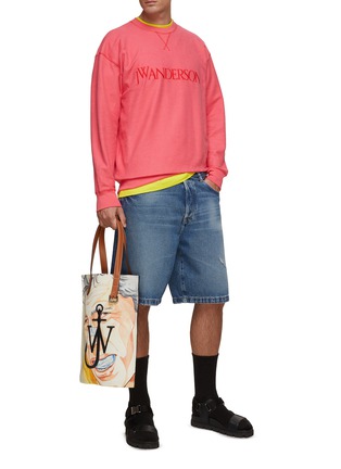 Figure View - Click To Enlarge - JW ANDERSON - Embroidered Logo Inside Out Contrast Stitching Sweatshirt