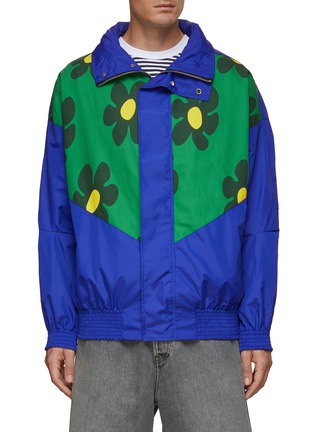 Main View - Click To Enlarge - JW ANDERSON - Floral Print Chest Insert Hooded Track Jacket