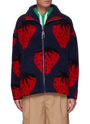 Main View - Click To Enlarge - JW ANDERSON - ZIP FRONT STRAWBERRY FLEECE CASUAL JACKET