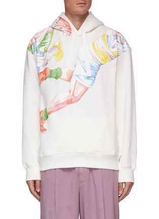 Main View - Click To Enlarge - JW ANDERSON - CLASSIC POL ANGLADA RUGBY PRINT BRUSHED FLEECE HOODIE