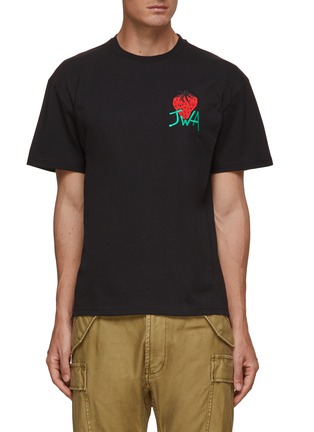Main View - Click To Enlarge - JW ANDERSON - Embroidered Strawberry JWA Cotton Jersey T-Shirt