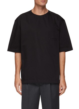 Main View - Click To Enlarge - LEMAIRE - Buttoned neck cotton twil T-shirt