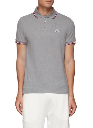 Main View - Click To Enlarge - MONCLER - SHORT SLEEVE LOGO PATCH POLO SHIRT