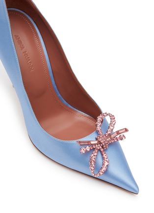 Detail View - Click To Enlarge - AMINA MUADDI - ROSIE' LIGHT ROSE CRYSTALS SATIN PUMPS
