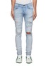 Main View - Click To Enlarge - AMIRI - HIBISCUS ARTPATCH DISTRESS DETAILS LIGHT WASH JEANS