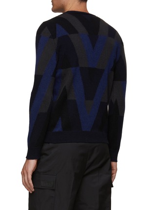 Back View - Click To Enlarge - VALENTINO GARAVANI - All Over V Logo Virgin Wool Knit Sweater
