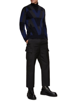 Figure View - Click To Enlarge - VALENTINO GARAVANI - All Over V Logo Virgin Wool Knit Sweater