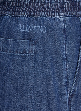  - VALENTINO GARAVANI - Elastic Waistband Bleached Logo Denim Shorts