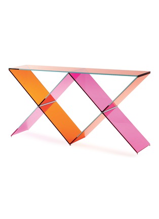 Main View - Click To Enlarge - GLAS ITALIA - XX TEMPERED GLASS CONSOLE TABLE — TRANSPARENT/PINK/ORANGE
