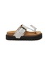 Main View - Click To Enlarge - ACNE STUDIOS - BUCKLE DETAIL LEATHER THONG PLATFORM SANDALS