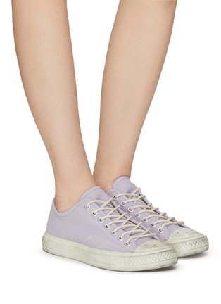 Figure View - Click To Enlarge - ACNE STUDIOS - TUMBLED CANVAS LOW TOP LACE UP SNEAKERS