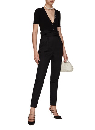 Figure View - Click To Enlarge - CAROLINA HERRERA - HIGH WAIST PEG LEG SUITING PANTS