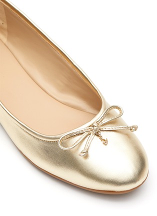 Detail View - Click To Enlarge - SAM EDELMAN - Kaylee' Ribbon Adorned Metallic Leather Ballerina Flats