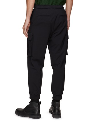 Back View - Click To Enlarge - SOLID HOMME - Drawstring Waist Cotton Blend Cargo Jogger Pants