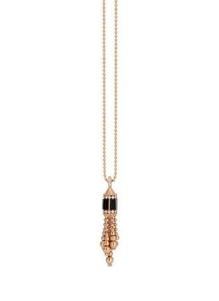 Detail View - Click To Enlarge - ROBERTO COIN - Art Deco' Diamond Jade Ruby 18k Rose Gold Tassel Necklace