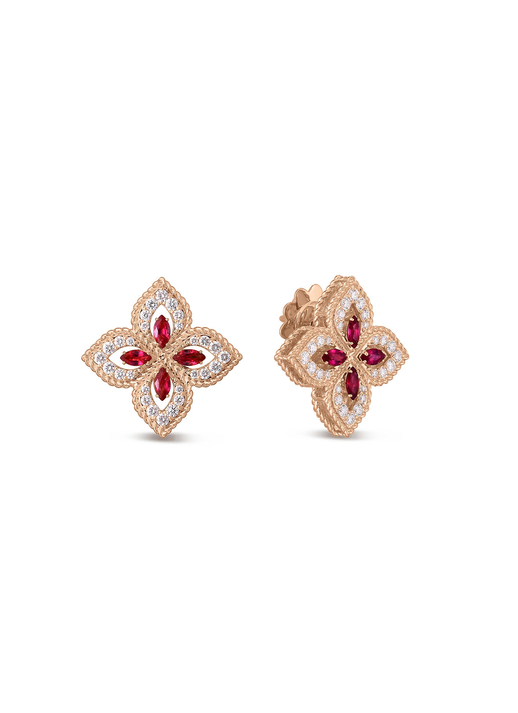 gold flower earrings with diamonds