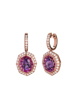 Main View - Click To Enlarge - ROBERTO COIN - Art Deco' Diamond Ruby Amethyst 18K Rose Gold Earrings
