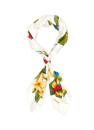 Main View - Click To Enlarge - LANE CRAWFORD VINTAGE ACCESSORIES - VINTAGE CHANEL FLOWER BUTTERFLY SCARF