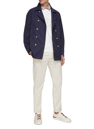 Figure View - Click To Enlarge - BRUNELLO CUCINELLI - Bi-Coloured Collar Cotton Polo Shirt